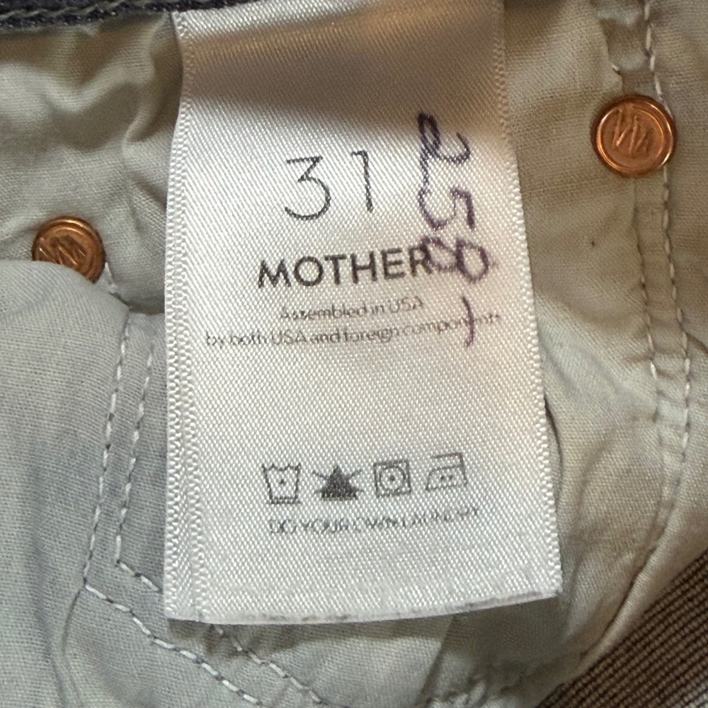 Mother The Insider Crop Step Fray Jeans Ace of Spades Grey Distressed 31 - Picture 8 of 12